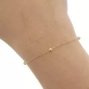 304L stainless steel Cable mesh chain with 3mm round beads x50cm