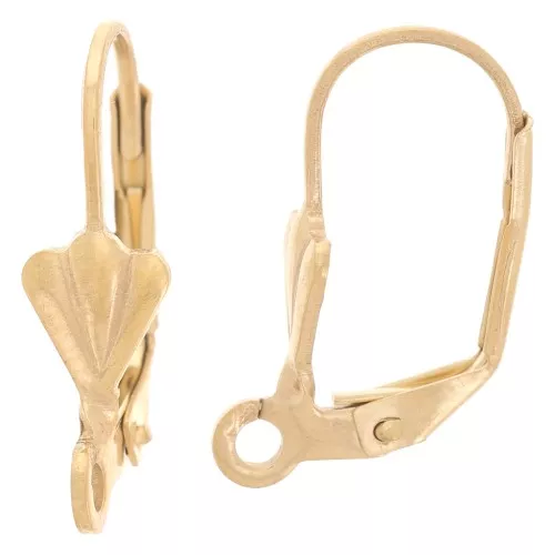 17.5mm 303L st. steel leverback earrings with open ring - shell pattern- Gold x2