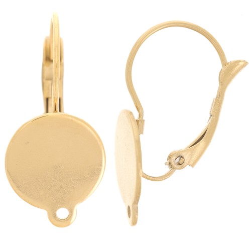 25mm 304 stainless steel leverback earrings for 12mm cabochon - Gold x2