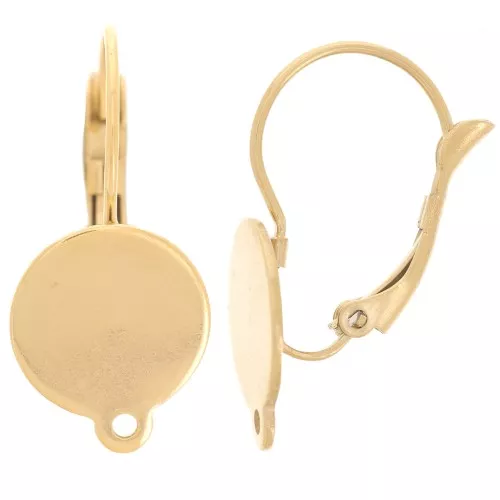 25mm 304 stainless steel leverback earrings for 12mm cabochon - Gold x2