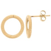 14mm 304 stainless steel hollow hoop earstuds with twisted effect - Gold x2