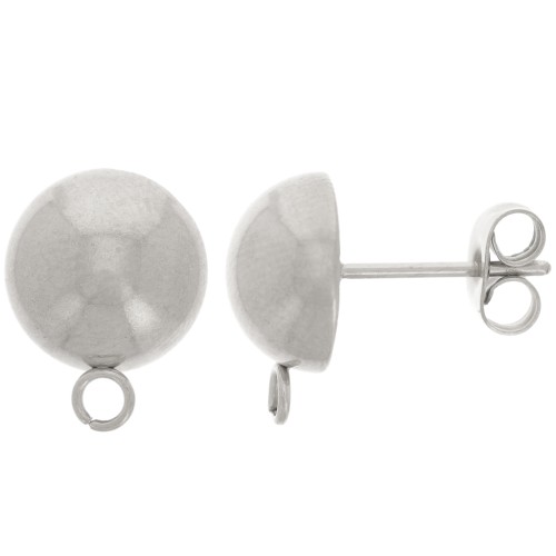 10mm 304 stainless steel Half-ball earstuds x2