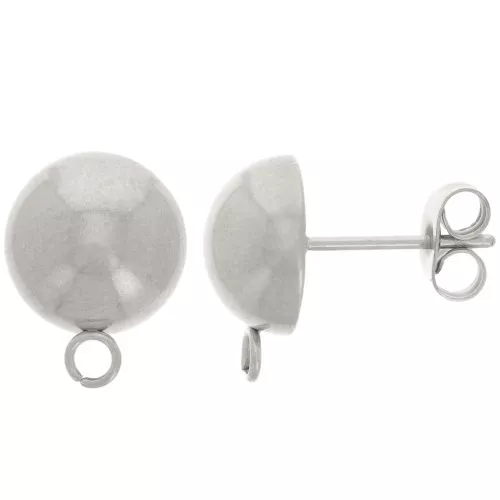 10mm 304 stainless steel Half-ball earstuds x2
