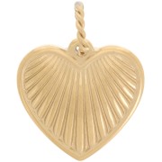 18mm 304 stainless steel ribbed heart pendant - Gold x1