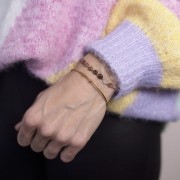 170mm 304 stainless steel beaded bracelet - Gold x1