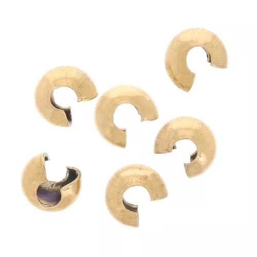 3mm 304L Stainless Steel Crimp Bead Covers - Gold Tone x10