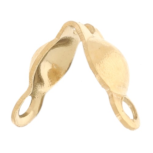 3mm 304L Stainless Steel clamshell endcaps with closed rings - Gold x4