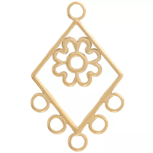 32x20mm 304 stainless steel chandelier pendant with 5 closed rings - Gold x1