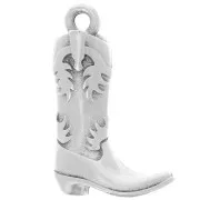 22x14mm Santiag cowboy boot pendant - Antique sterling silver plating x1