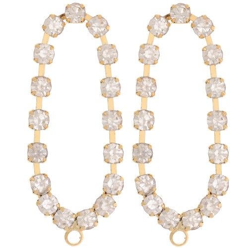 36x15mm Oval earstuds with zirconium oxides - Gold - Crystal x2