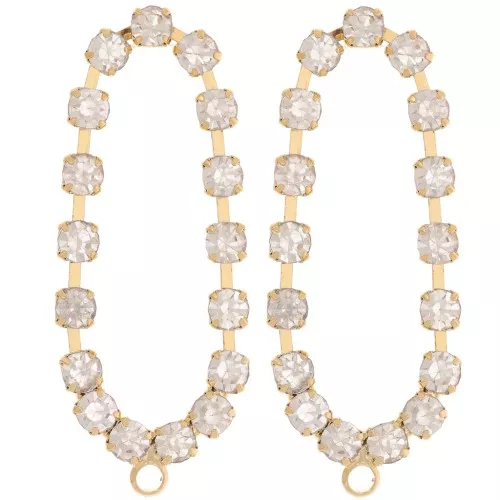 36x15mm Oval earstuds with zirconium oxides - Gold - Crystal x2