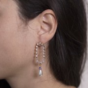 36x15mm Oval earstuds with zirconium oxides - Gold - Crystal x2