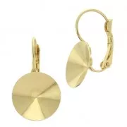 1122 Rivoli Cabochon 14mm Leverback earrings Gold tone x2