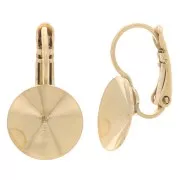 1122 Rivoli Cabochon 12mm Leverback earrings Gold tone x2