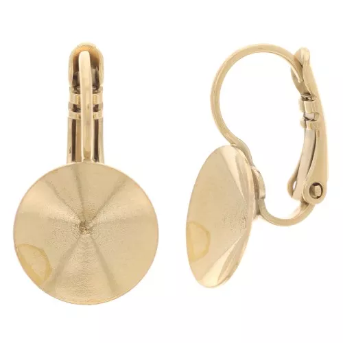 1122 Rivoli Cabochon 12mm Leverback earrings Gold tone x2