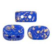 4x6mm Lipsi® Glass beads by Puca® - Opaque Sapphire Gold Splash x10g