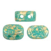 4x6mm Lipsi® Glass beads by Puca® - Opaque Green Turquoise Gold Splash x10g|raw }}