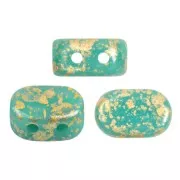 4x6mm Lipsi® Glass beads by Puca® - Opaque Green Turquoise Gold Splash x10g