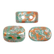 4x6mm Lipsi® Glass beads by Puca® - Opaque Green Turquoise Tweedy x10g|raw }}