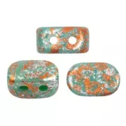 4x6mm Lipsi® Glass beads by Puca® - Opaque Green Turquoise Tweedy x10g