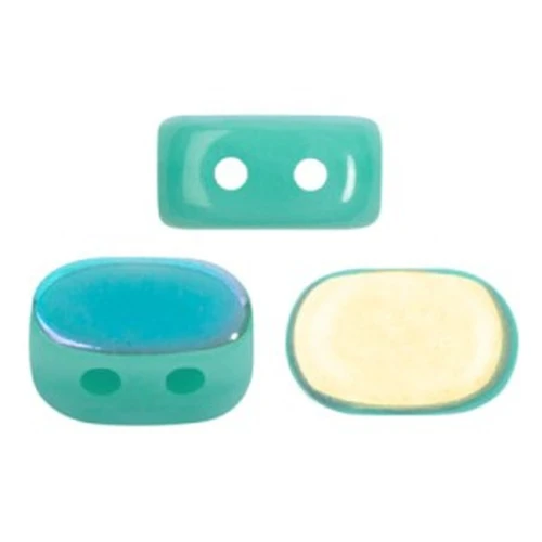 4x6mm Lipsi® Glass beads by Puca® - Opaque Green Turquoise AB x10g