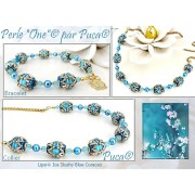 4x6mm Lipsi® Glass beads by Puca® - Op Green Turquoise Gold Splash Mat x10g