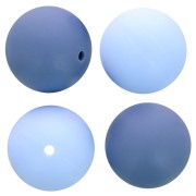 18mm round silicone beads for pacifier attachment - Multi blue x4