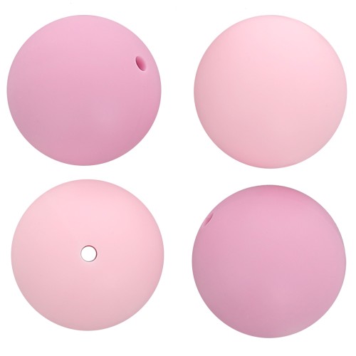 18mm round silicone beads for pacifier attachment - Multi pink x4
