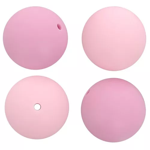 18mm round silicone beads for pacifier attachment - Multi pink x4