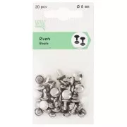 Rivet 8 mm old Silver tone x20