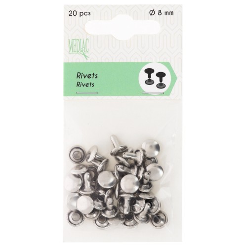 Rivet 8 mm old Silver tone x20