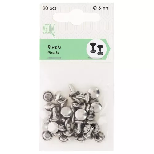Rivet 8 mm old Silver tone x20