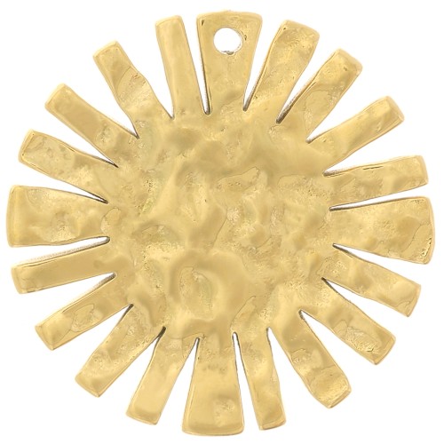 15mm 316L Stainless Steel Hammered Sun Charm - Gold x1