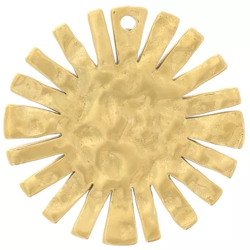 15mm 316L Stainless Steel Hammered Sun Charm - Gold x1