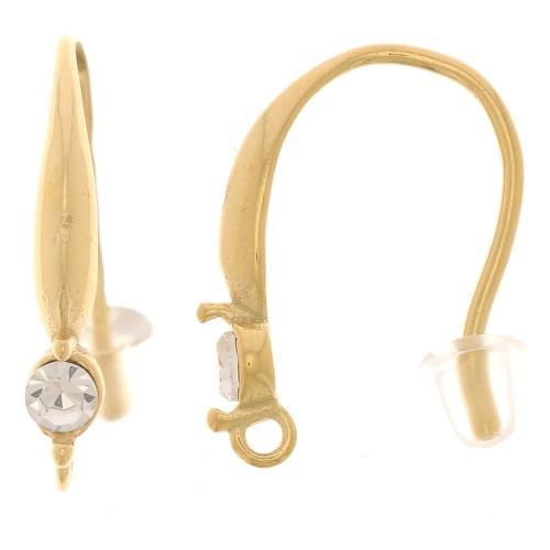 18mm 304L stainless steel design earwires with zirconium oxide - Gold x2