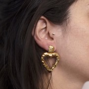 11x9mm 304L stainless steel Hammered trapezoidal earstuds - Gold x2