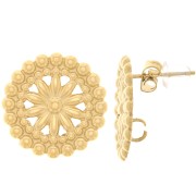 17mm 304L stainless steel rosette earstuds with small balls - Gold x2|raw }}