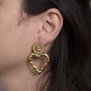 17mm 304L stainless steel rosette earstuds with small balls - Gold x2