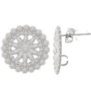 17mm 304L stainless steel rosette earstuds with small balls x2|raw }}