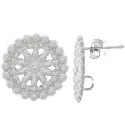 17mm 304L stainless steel rosette earstuds with small balls x2