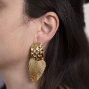 29x20mm 304L stainless steel Rectangular earstuds - braiding pattern - Gold x2