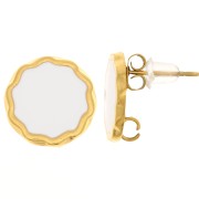 13mm 304L stainless steel round earstuds & epoxy resin - Gold - White x2|raw }}