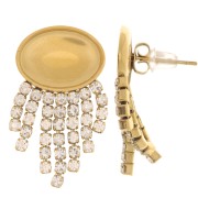 29x15mm 304 stainless steel CZ fringed earstuds for 14x10mm cabochon gold x2|raw }}