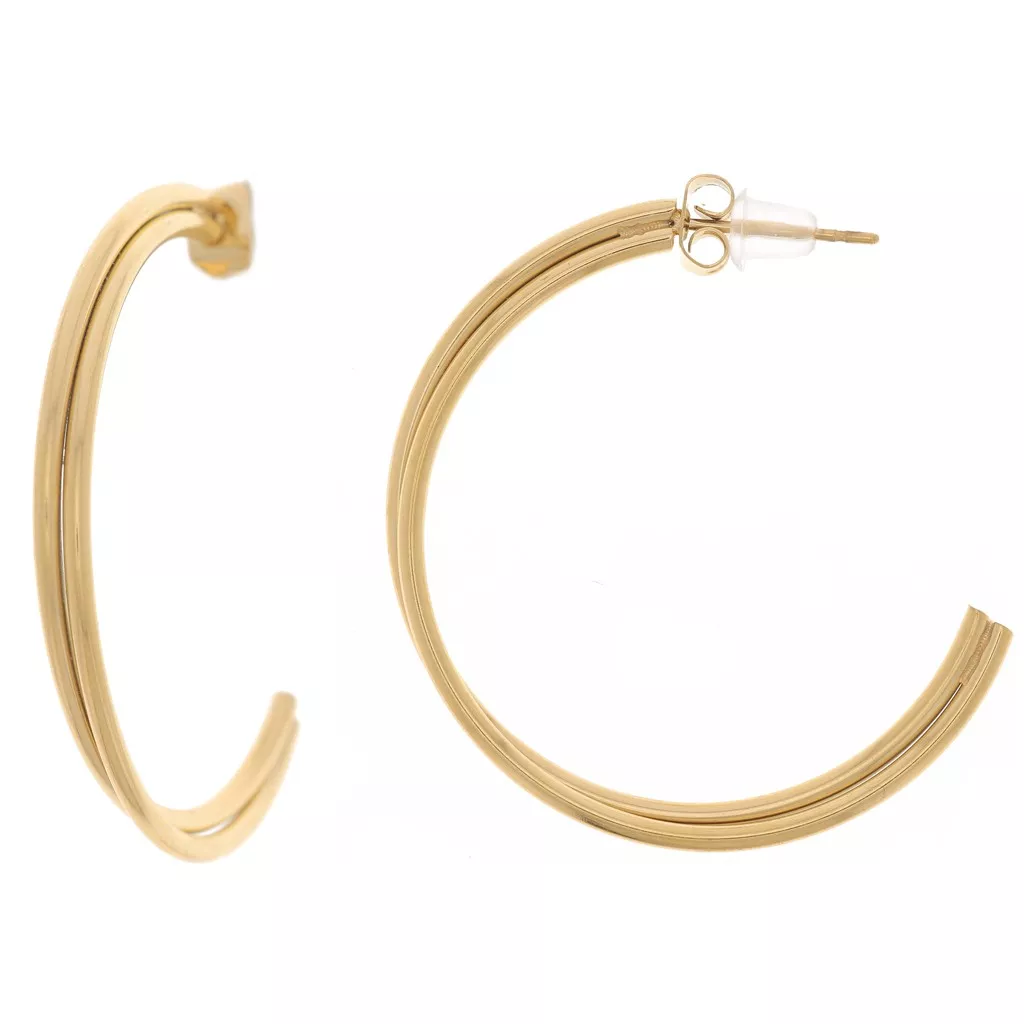 Emily Line Gold Tone Waterproof Hoop Earrings