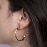 36mm 304L stainless steel 2-wire open hoop earrings - Gold x2