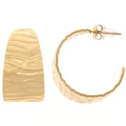 25mm 304L stainless steel Hammered wide open hoops - Gold x2