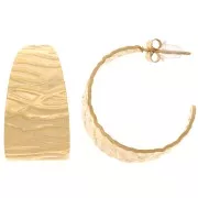 25mm 304L stainless steel Hammered wide open hoops - Gold x2