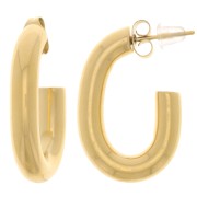 27mm 304L stainless steel Thick oval hoop earrings - round wire - Gold x2