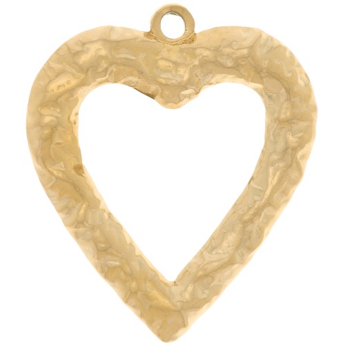 34x30mm 304L stainless steel Pendants hammered hearts - Gold x2