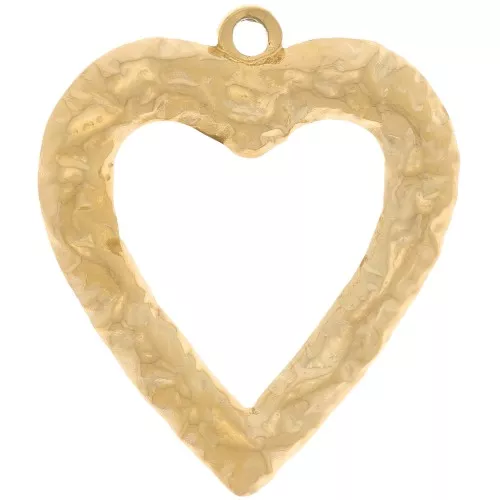 34x30mm 304L stainless steel Pendants hammered hearts - Gold x2